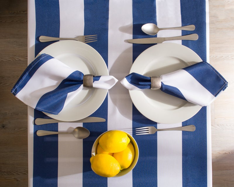 DII Cabana Stripe Outdoor Tabletop Collection, Water Resistant, Tablecloth, 60 x 120, Nautical Blue - Image 4